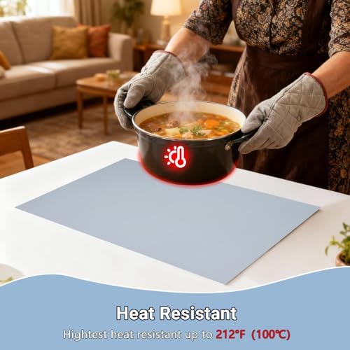 Vinyl Placemats Set of 12: 17 X 12 Inch Gray Faux Leather Non-Slip