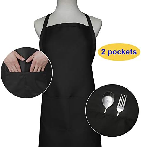 Bib Black Apron for Women Men Adult Chef, 12 Pack Kitchen Aprons Bulk