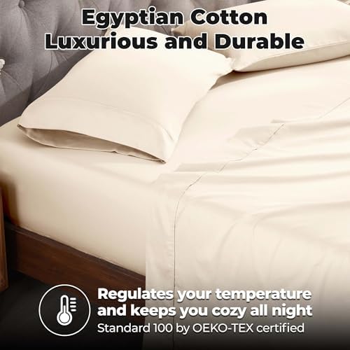 SUPERIOR Egyptian Cotton 300 Thread Count Bed Sheet Set, 2 Elastic