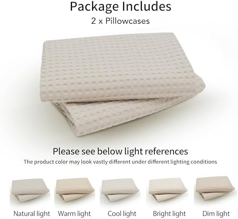 Zaizaihome 100% Egyptian Cotton Waffle Weave Pillowcases King Size