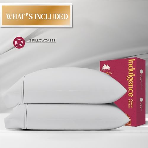 Mayfair Linen 1200 Series Pillow Cases Queen Size Set of 2, Light Grey