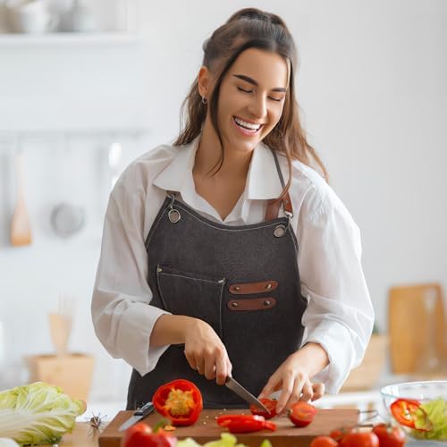 BESPORTBLE Canvas Kitchen Apron with Pockets Adjustable Bib for