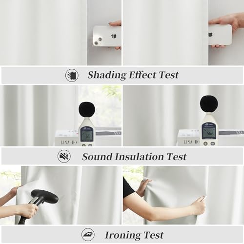 KEQIAOSUOCAI Ivory Ecru Blackout Linen Curtains Energy Smart Light