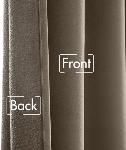 MIULEE Taupe Velvet Curtains 52x96 inches Luxury Blackout Curtains