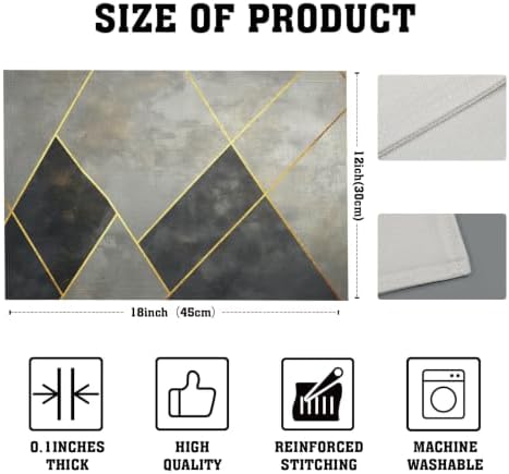 Diamond Placemats Set of 8 - Durable Soft Washable Table Mats,Grey