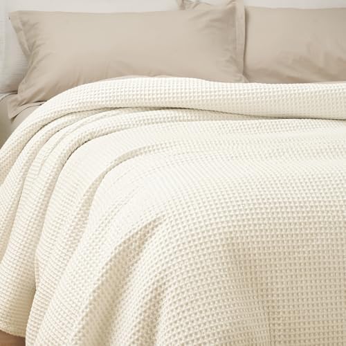 PHF 100% Cotton Waffle Blanket Lightweight Breathable, King Size
