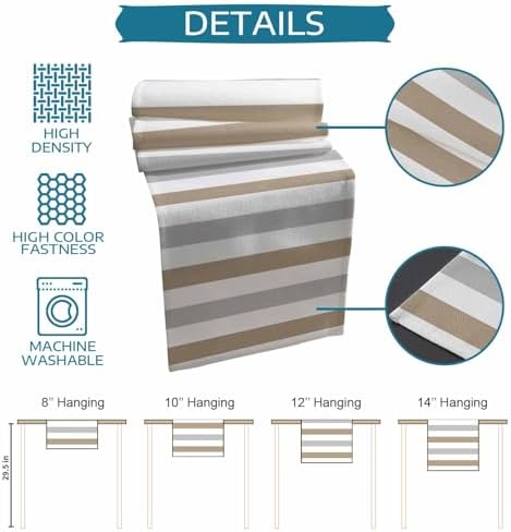 Modern Art Table Runner and Placemats Set of 4 Gray Light Brown