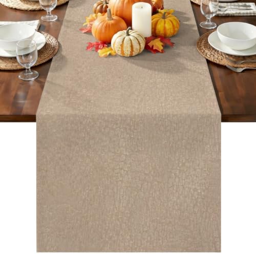 Beige Cotton Linen Long Table Runner 13 x 108 inch Farmhouse Solid