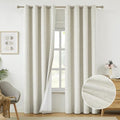 Melodieux Natural Linen Blackout Curtains 96 Inches Long, Thermal