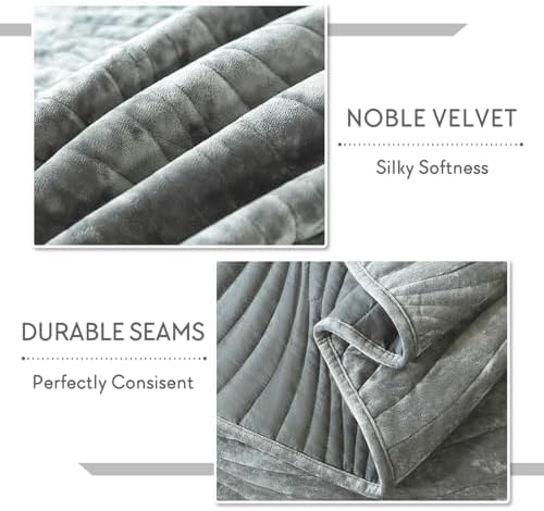 Travan Luxury Velvet Quilt Set King Size, Ultra Soft Velvet Bedding