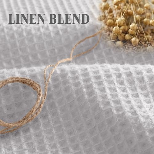 Linen Waffle Weave Shower Curtain for Bathroom, Light Grey 72" W x 72"