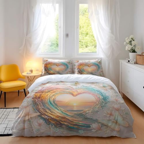 Valentine Duvet Cover Set Pressed Dried Flower Arrow Heart Romantic