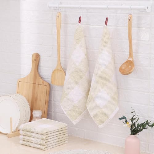 Homaxy 100% Cotton Kitchen Towels and Dishcloths Set of 8, White &