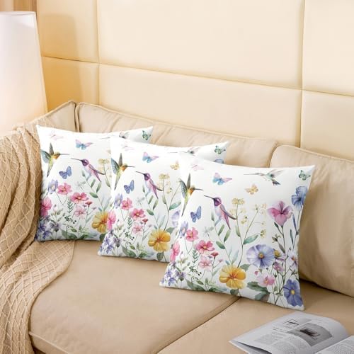 jejeloiu Hummingbird Throw Pillow Covers Set of 2 22 x 22-Inch