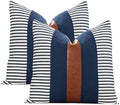 Set of 2 Boho Decorative Throw Pillow Covers 22x22 Inch Farmhouse