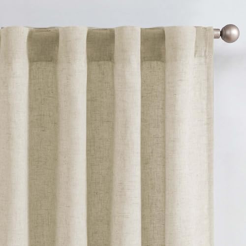 jinchan Lined Linen Curtains Light Filtering Back Tab 50x108 Inch 2