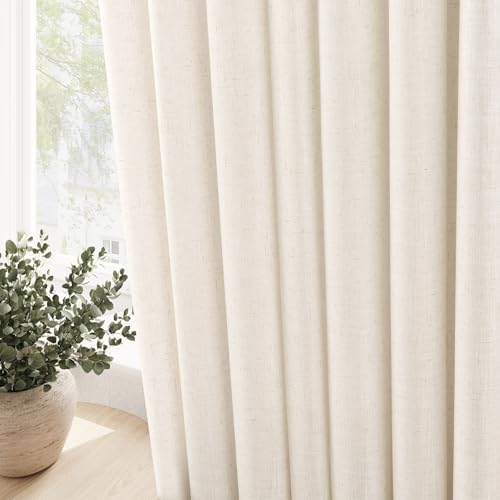 Nanspring Extra Long Linen Curtains 120 Inch for Living Room Grommet