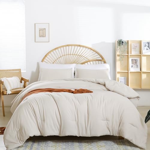 weigelia Beige Comforter Set Queen Size, All Season Lightweight