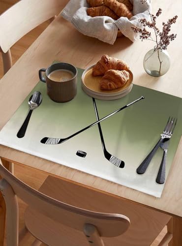 Placemats Set of 8, Sage Green Beige Woven Placemat, Linen Place Mats