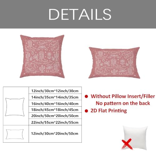 Cowboy Boots Throw Pillow Covers Set of 2, Rustic Bohemian Cowboy Hats