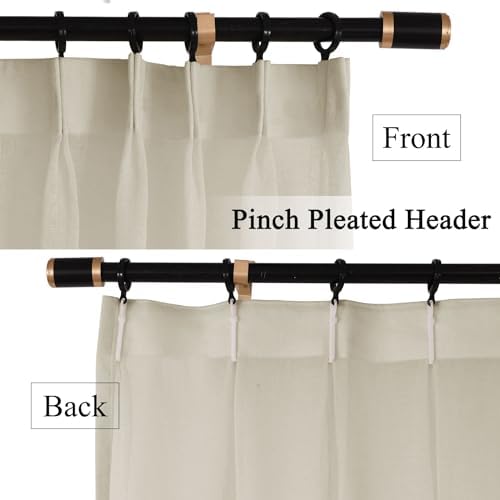 Fcosie 120 Inches Long Pinch Pleated Faux Linen Sheer Curtains