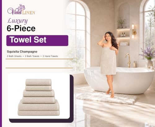 Violet Linen Exquisite Squisita Champagne Plush Terry Pattern, 100%