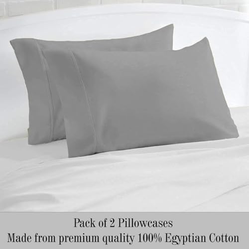 2 Pcs Queen Pillowcase Set 20x30 Inch, 100% Cotton, Light Grey