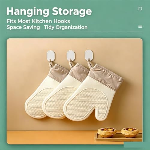 Kitchen 2‐Piece Silicone Oven Mitts for Baking, Cooking and BBQ Use