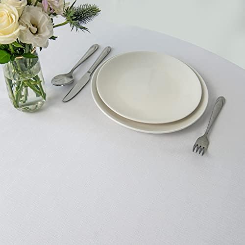 maxmill Round Linen Looking Textured Tablecloth Spill-Proof Wrinkle
