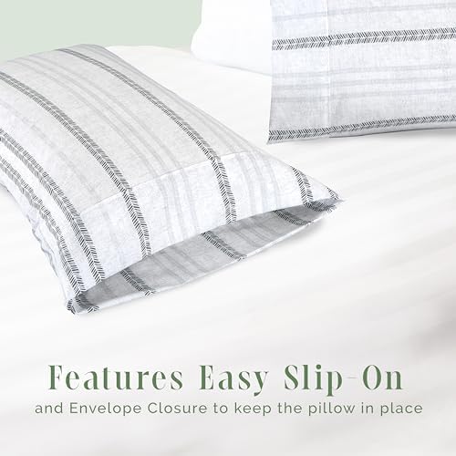 Elegant Comfort Ultra Soft Set of 2 Striped Print Pillowcases - 1500