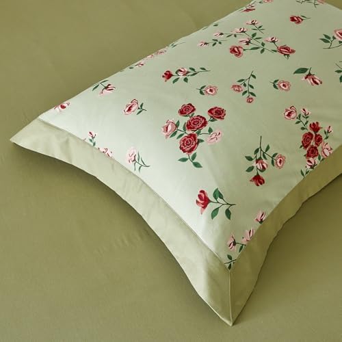 YuHeGuoJi Red Flower Duvet Cover Queen 100% Cotton 3 Pcs Set 1 French