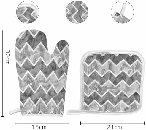 Quilted Cotton Terry Cloth Oven Mitt, Pot Holder Grey Abstract