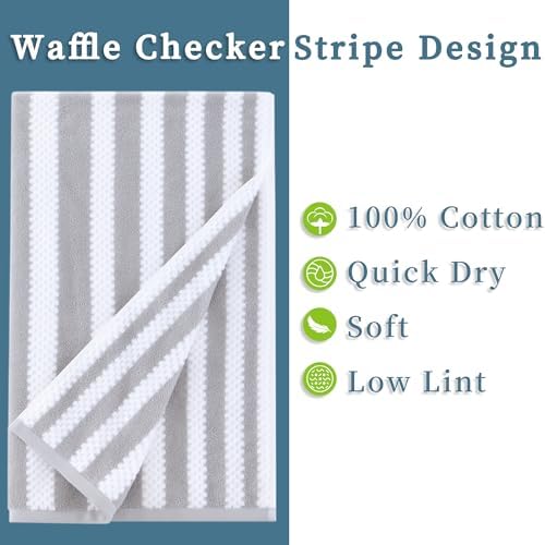 VOOVA & MOVAS Waffle Bath Towels, Cotton, Quick Dry & Thick, 28x52 in