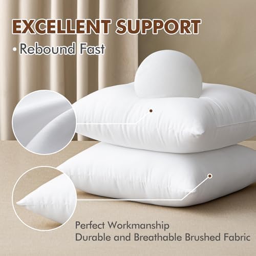 MIULEE 20x20 Pillow Insert, Premium Throw Pillow with Virgin Fiber
