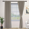Fcosie Taupe Blackout Window Drapes 2-in-1 Heading Rod Pocket Back Tab