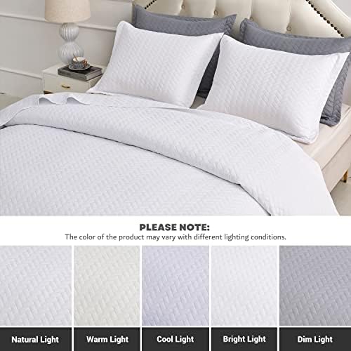 Maple&Stone White Quilt Set Queen Size, Lightweight Bedspread