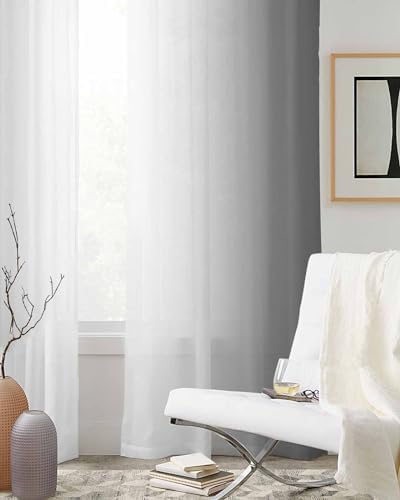 Rustic Gray Sheer Curtains 63 Inch Length Grommet Semi Sheer Drapes