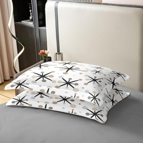 Mid Century 100% Cotton Duvet Cover King Size,Geometric Starburst Dot