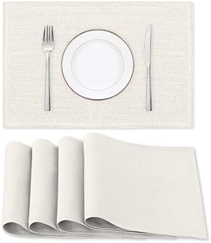 H.VERSAILTEX Linen Placemats Set of 4 Premium Solid Table Placemats