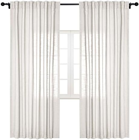 cololeaf Linen Curtains Natural White Curtains 108 inches Long Drapes