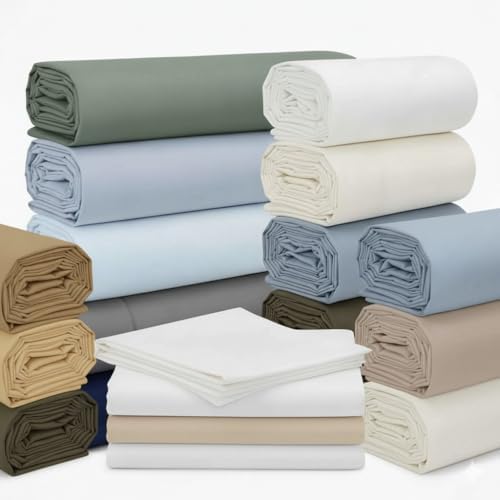 650 Thread Count Cotton Blend Full Sheet Set, Sateen, Solid Taupe