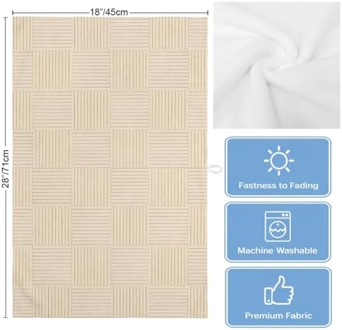 Beige Striped Kitchen Towels Set of 3, Water Absorbent Dish Towel