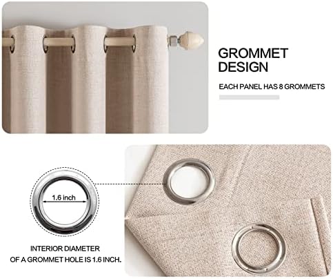 MIULEE Natural Beige 100% Blackout Curtains 84 Inches Long for Bedroom