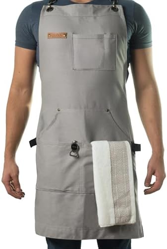Asaya Chef and BBQ Apron with Bottle Opener and Hand Towel - 10oz