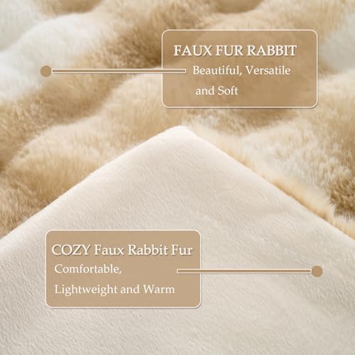 760GSM Faux Rabbit Faux Fur Throw Blanket,Super Thick Warm Bubble