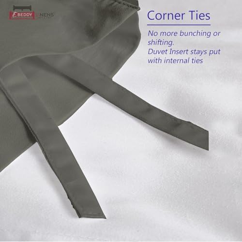 eBeddy Linens Microfiber Duvet Cover Set Full/Queen 90x90, Dark Grey