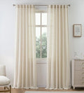 DriftAway Natural Linen Curtains 120 Inches Long 3 Pound Thick Semi