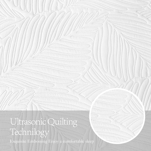 OARAGE Queen Quilt Bedding Set Soft Lightweight White Bedspread with
