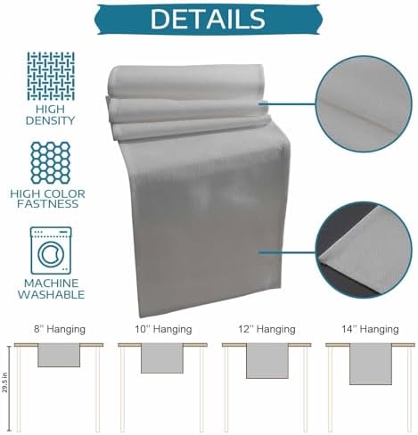 Grey Burlap Cotton Table Runner 72 Inches Long, Modern Pure Gray