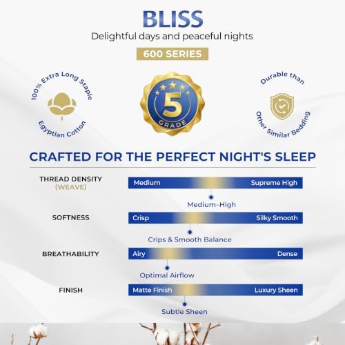 THREAD SPREAD Luxury Egyptian Cotton Sheets Twin XL Size - 600 Series